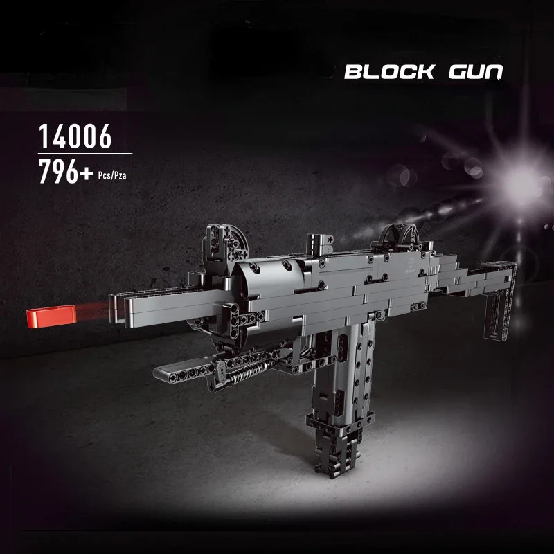 

Uzi Submachine Gun Can Fire Weapons Building Blocks Toy Moc Boy Puzzle High Difficulty Assembly Bricks Educational Toys