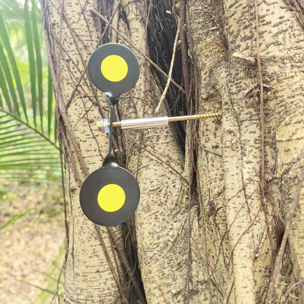 Verdicktes 3mm Indoor- und Outdoor-Schießziel für Schleudertraining, Doppelköpfiges Rundes Ziel, 360-Grad-Drehbares Stahl-Schießziel – Detail 8