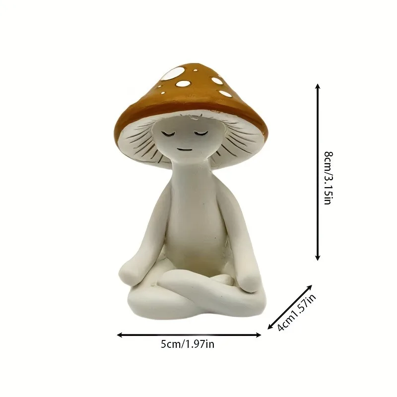 Resin Mushroom Yoga Figurines – Cute Meditation Statue Set for Home, Garden, Office, Patio & Lawn Decor
