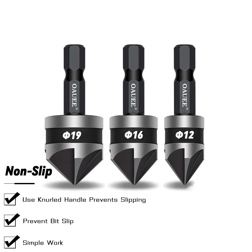 Countersink Drill Bit 3Pcs,Chamfer 90°,Suitable for Wood/Plastic/Aluminum Alloy,Woodworking Tools Countersink