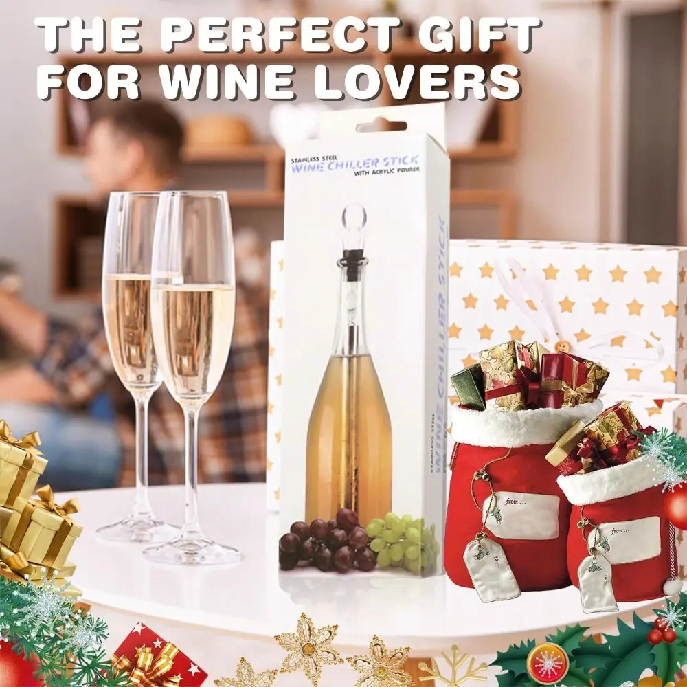 عصا تبريد النبيذ المصنوعة من الفولاذ المقاوم للصدأ في 15 دقيقة، دون تخفيف المذاق، عصا مبرد النبيذ السريع