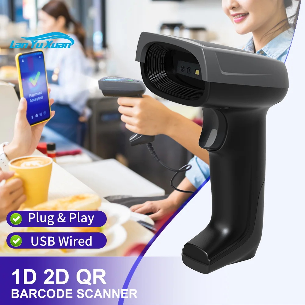 GTCODESTAR X-1800W 1D Laser Barcode Scanner 2D USB Wired QR Code Reader Handheld Barcode Reader CMOS Scanner for Supermarket