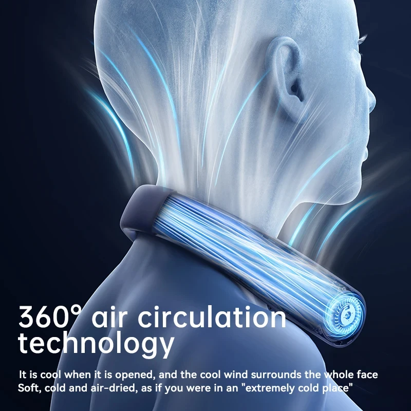 Xiaomi Portable Neck Fan 10000mAh Mini Bladeless Silent Neckband Fan USB Rechargeable LED Digital Display 5th Gear Air Cooler