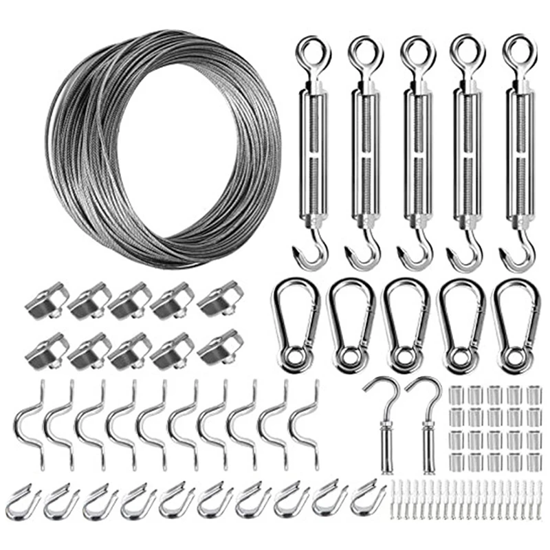 103PCS/Set 50M Steel Cable Transparent Cable Stainless Steel Cable Clothesline Diameter 2Mm Kit