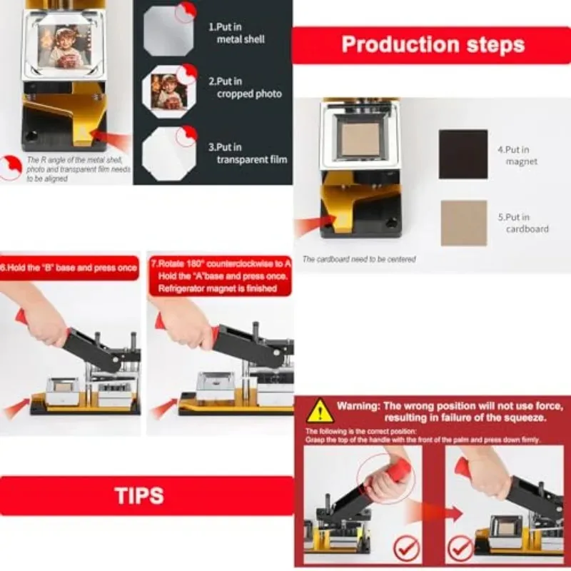 Fridge Magnet Button Badge Making DIY Badge Making Kit 50mm/63.5mm/53x80mm/65x90mm/80mm Machine + Paper Cutter + 100pcs Material