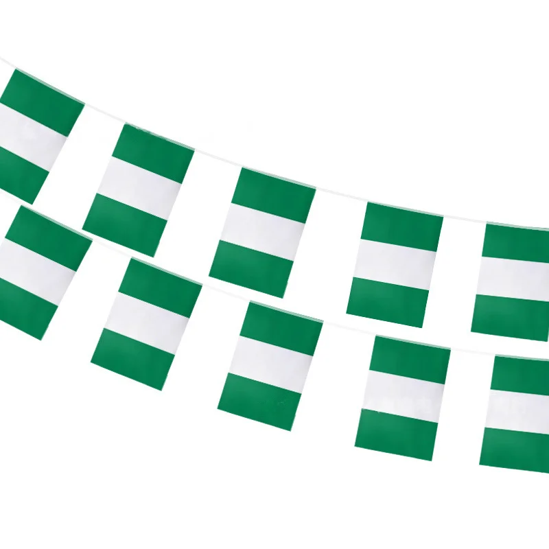 EOODLOVE Nigeria Flag 14x21cm Banner Nigeria Decoration 20 pieces polyester indoor and outdoor festival decoration flags