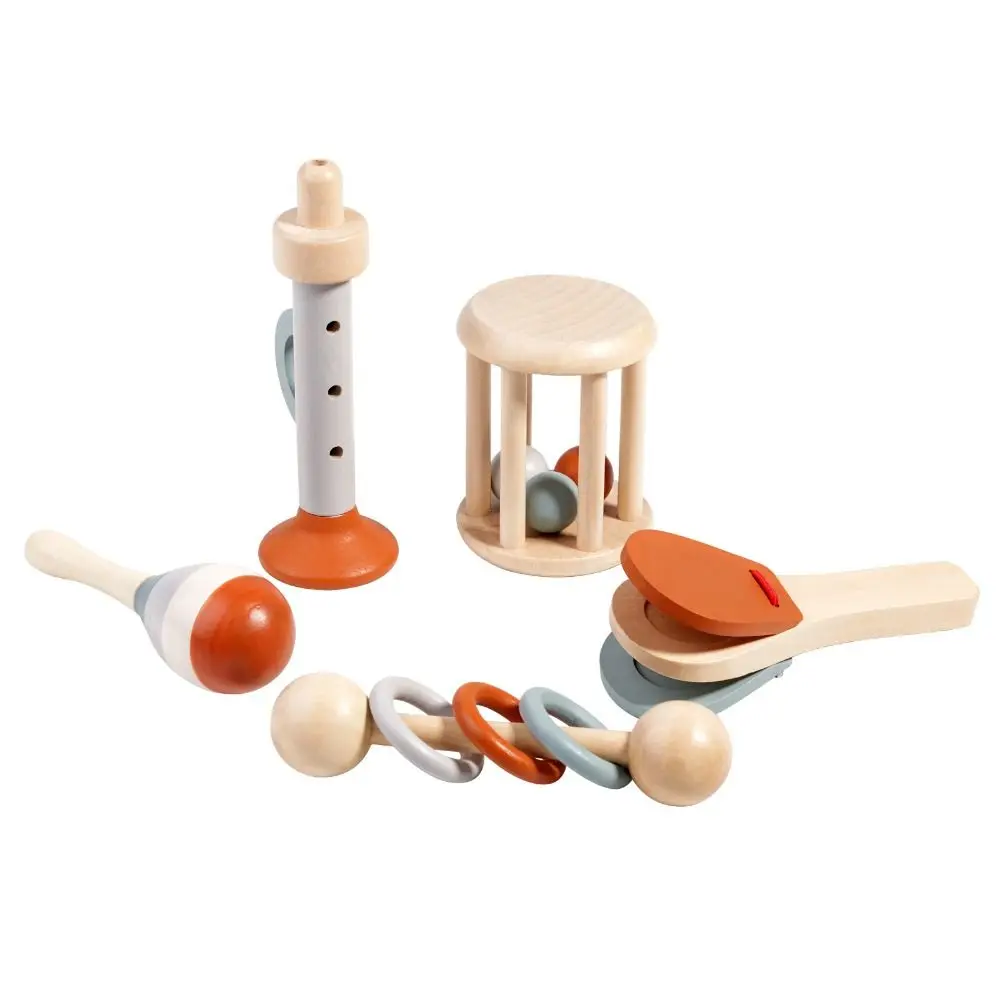 Brinquedos musicais para bebês, sino portátil de madeira, habilidades motoras finas, instrumentos musicais para bebês, martelo de areia, coordenação mão-olho