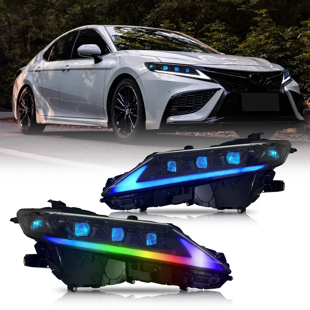 

RGB фары для Toyota Camry 2018-2023, светодиодные фары в сборе, проектор, автомобильные аксессуары, анимация запуска