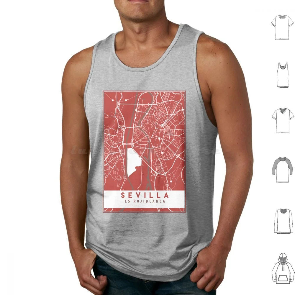 Sevilla Es Rojiblanca-Seville-Street Map Tank Tops Vest Sleeveless Sevilla Seville Spain Espa ? A Rojiblanca Andalucia