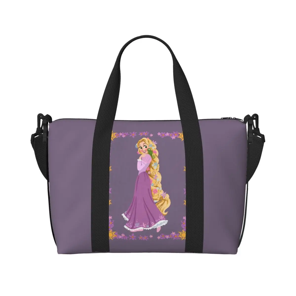 

Custom Princess Tangled Tote Bag for Women Large Capacity Cartoon Funny Beach Gym Travel Bags