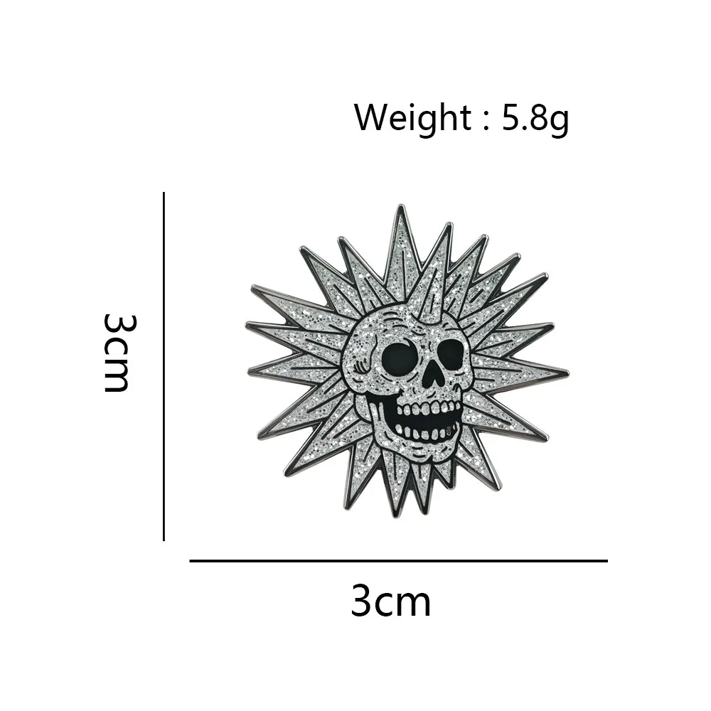 Spooky Island Enamel Pin Classic Movie Theme Park Logo Brooch Spiked Sunburst Unicorn Skull Badge Backpacks Accessories Fans Gif