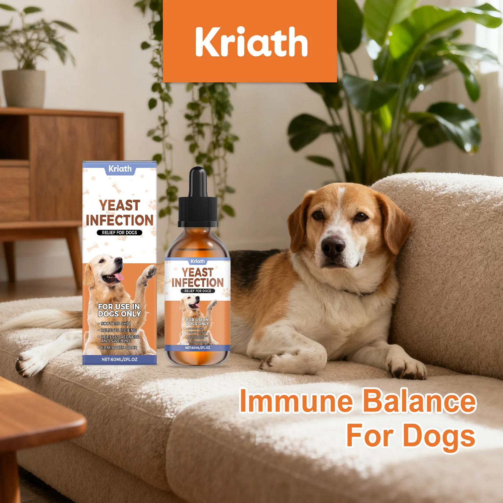 Natural Herbal Drops For Dogs Chicken Flavor Immune Support Seasonal Care Skin Itch Redness Relief Antioxidant Supplement Daily