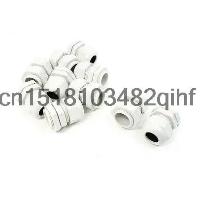 White Plastic Waterproof Cable Gland Joint Connector PG16 10Pcs