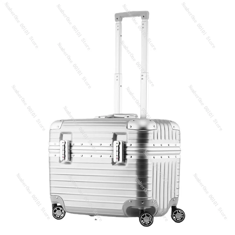 

18-inch long aircraft boarding case, aluminum frame luggage, unisex,stylish photography and travel case,universal wheels,durable
