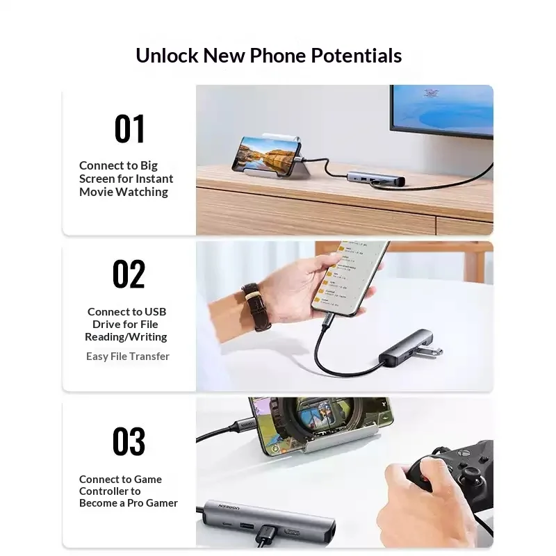 UGREEN CM418 10919 5 in 1 USB C Hub 4K HDMI Gigabit Ethernet 100W PD 2 USB 3.0 Multiport Adapter for MacBook Laptop view 2