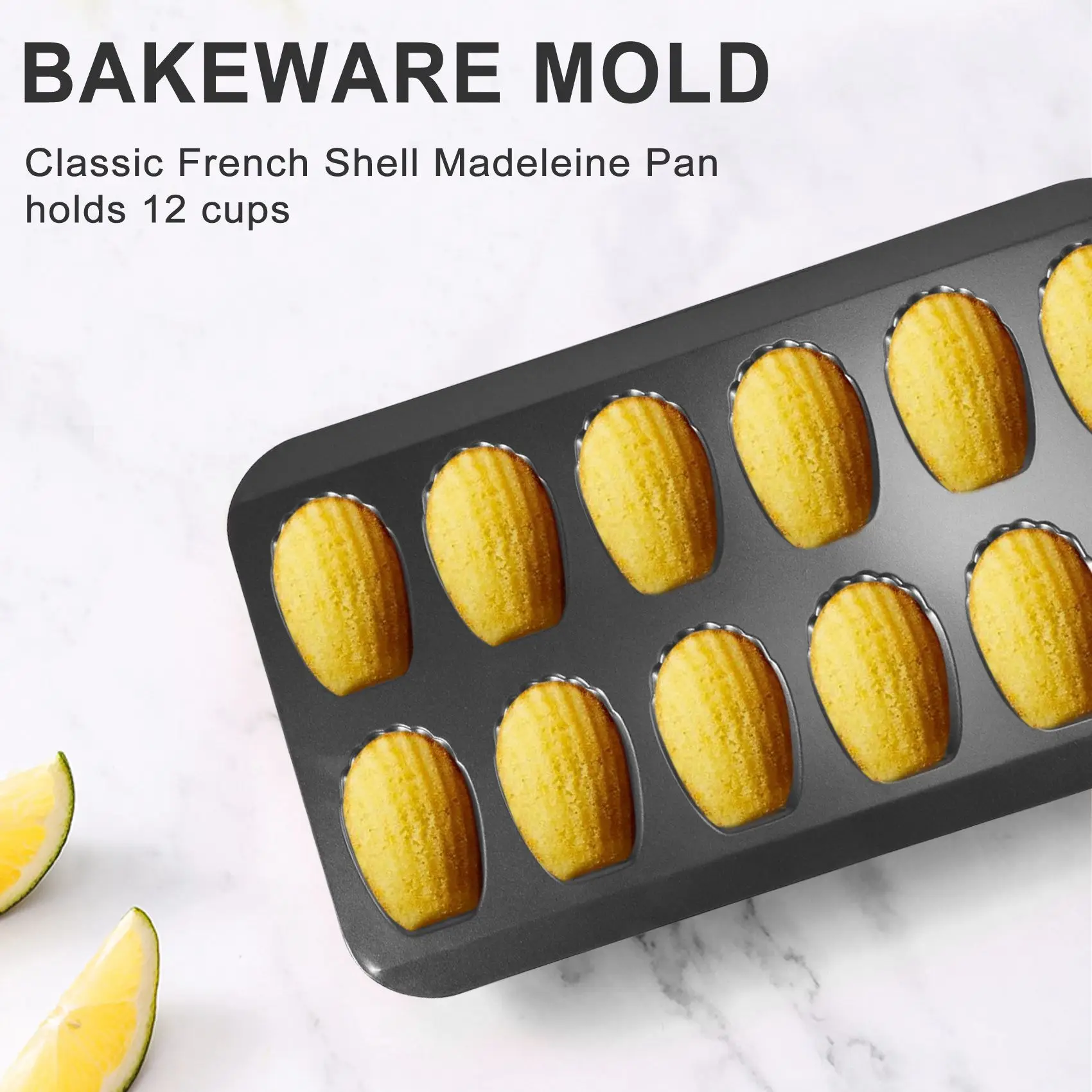 AD30-2 Packs Non-Stick Madeleine Pot, Baking Mold 12 with Shell Cake Baking Tray Chocolate Non-Stick Baking Tray, Used for Ov