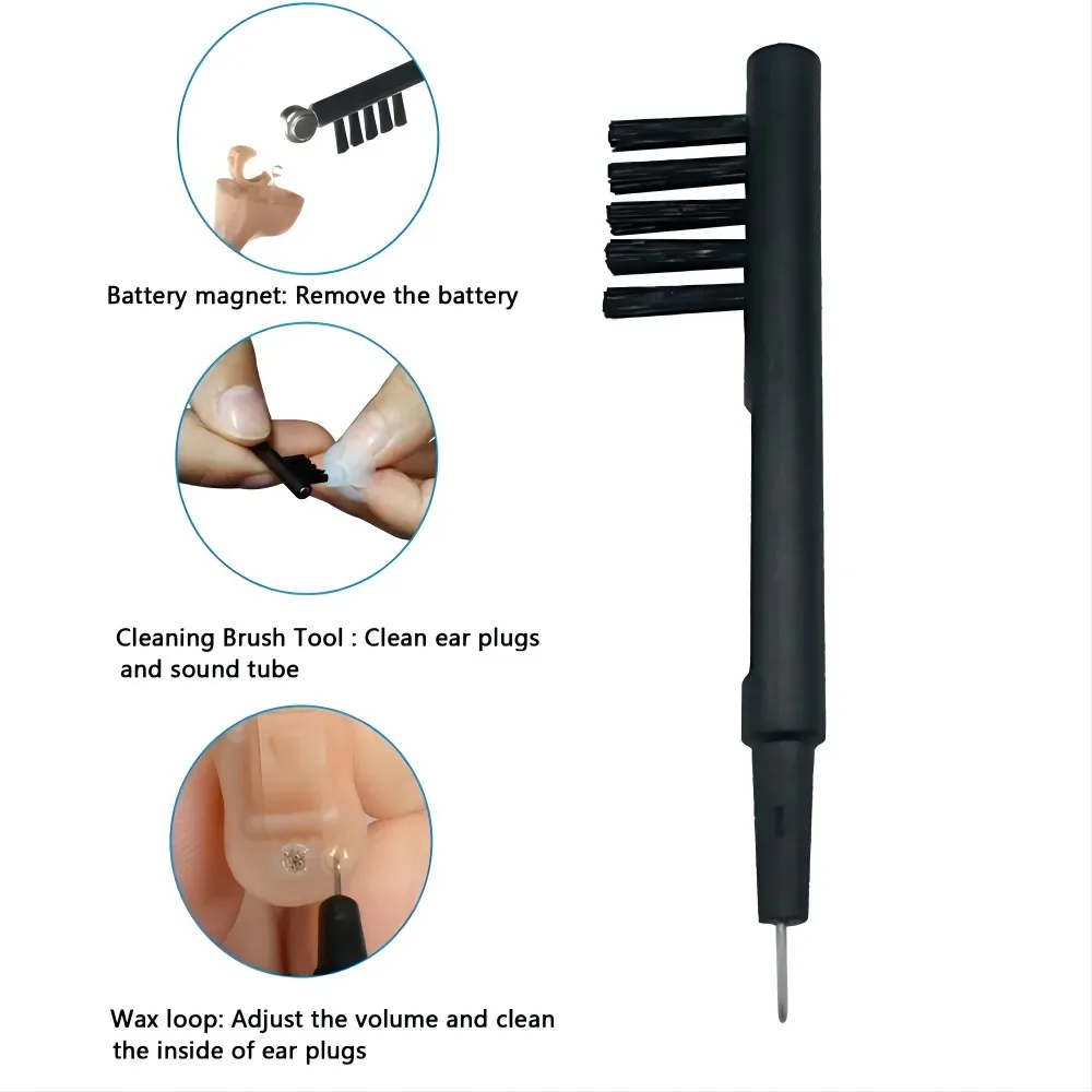Oorverzorging Zwarte Mini Reinigingsborstel Met Wax Lus En Magneet Voor Hoortoestellen En Oortjes Schoonmaken Gereedschap Versterker Borstels