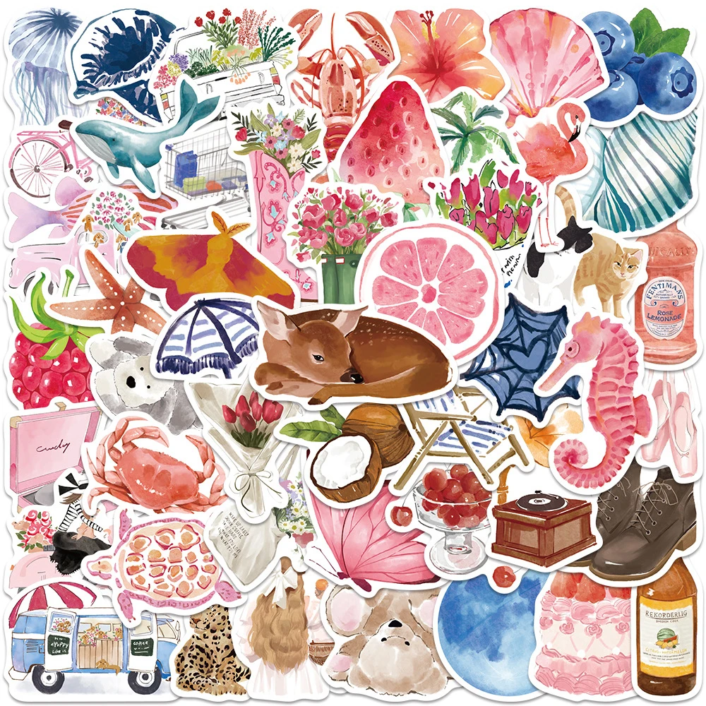 10/30/50/100 Stück Vintage INS-Stil Aquarell-Tagebuch Kunst-Aufkleber DIY Notizbuch Gitarre Scrapbook Laptop Ästhetische Graffiti-Sticker