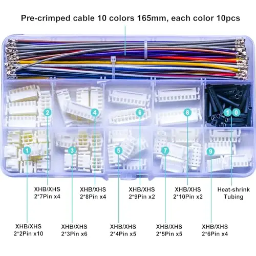 XHS XHB2.54 Dual Row Female JST XHS XHB 2.54mm Connector Kit,XHS-2.54 Dual Row 2/3/4/5/6/7/8/9/10Pin Housing (YO-XHB-Dual)