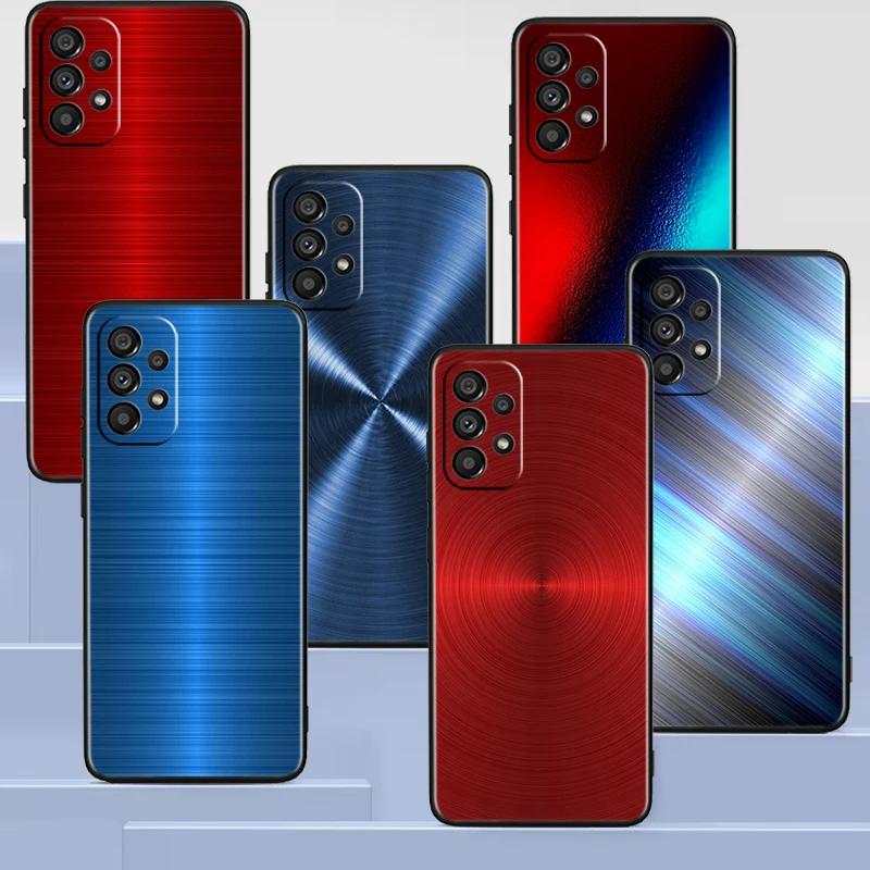 Red Blue Metal And Seawater Black Phone Case For Samsung A73 A72 A71 A54 A53 A13 A52 A51 A33 A32 A23 A21S A04 A03 5G