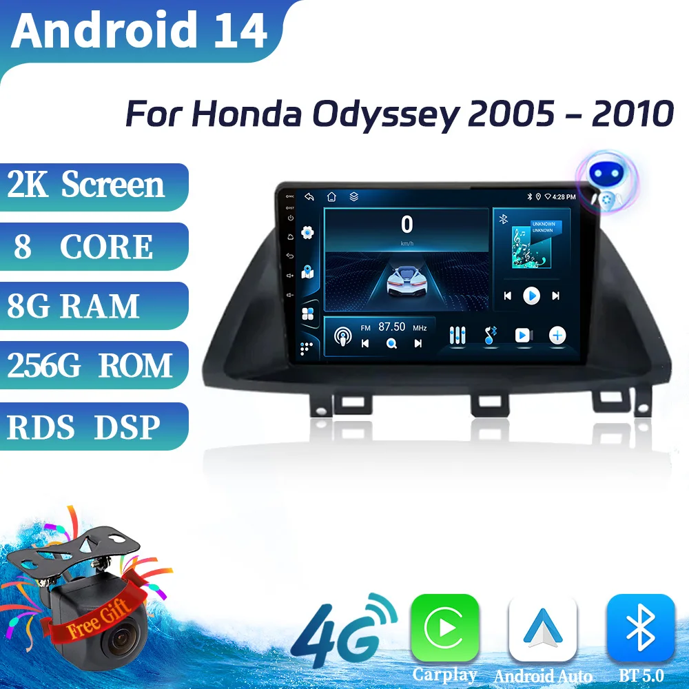 

For Honda Odyssey 2005-2010 Android 14 Car Radio Multimedia Video GPS Navigation Wireless Bluetooth Carplay Touch Screen Stereo