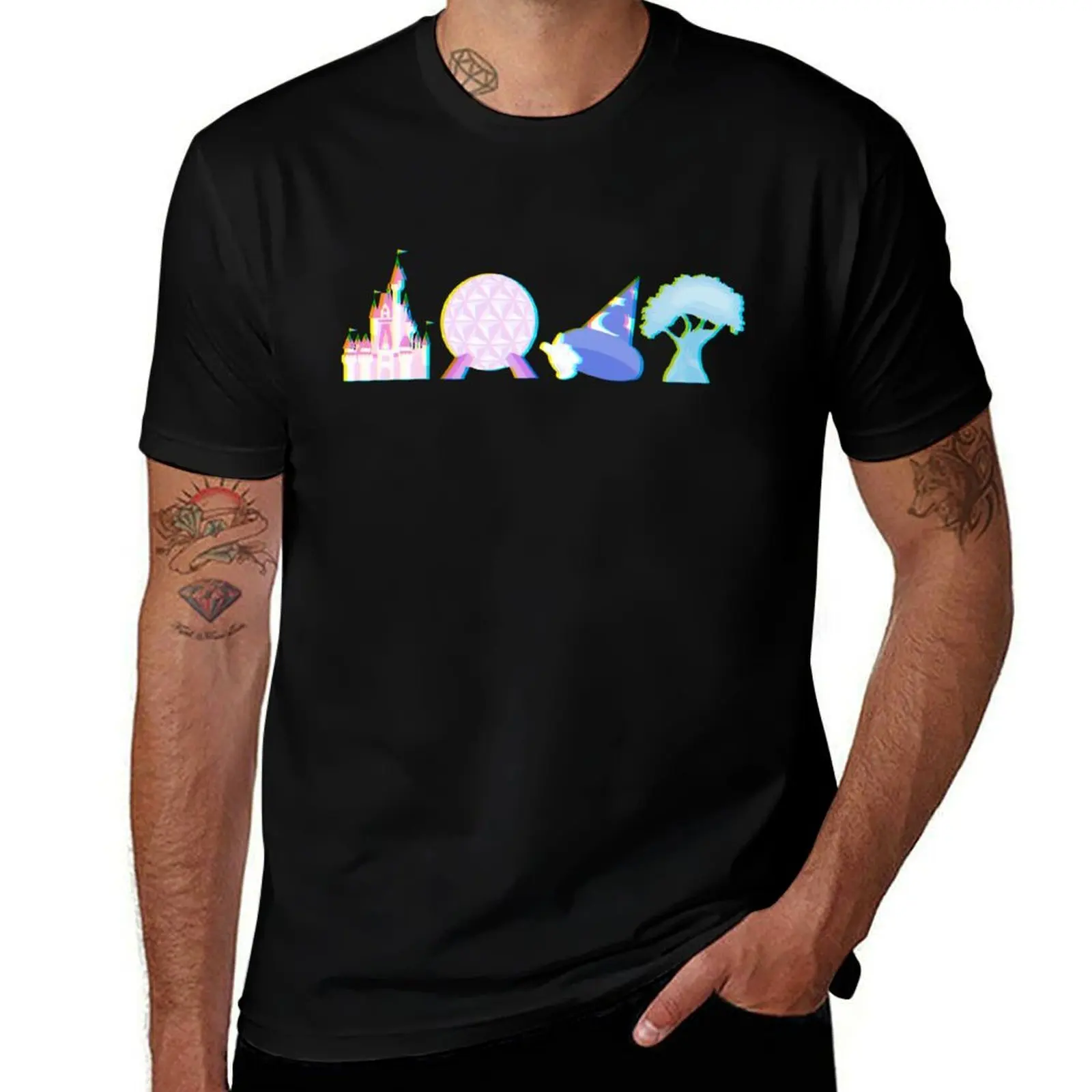 Glitched Four Park Icons T-Shirt Big and Tall Loose Fit T-Shirt