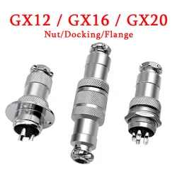 5pcs Male Female Connector GX12 GX16 GX20 Metal Aviation ConnectorSocket 2-10 Pin Fixed Docking Type