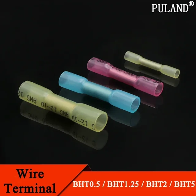10/100 sztuk termokurczliwa końcówka kablowa rura BHT0.5 BHT1.25 BHT2 BHT5 AWG22-10 wodoodporne złącze z izolacją miedzianą zaciskane na tył