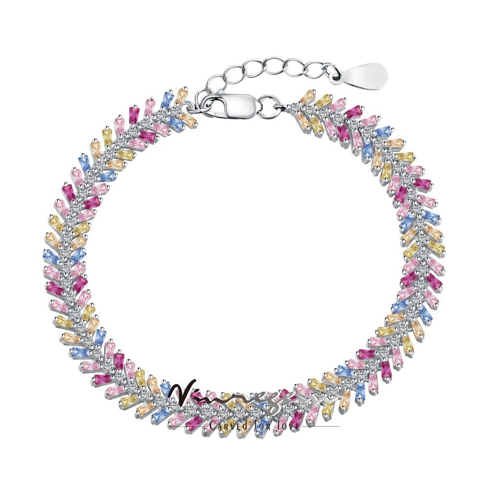 

Vinregem Lab Created Sapphire Colorful Gemstone Elegant Bracelets for Women 100% 925 Sterling Silver Fine Jewelry Gift Wholesale