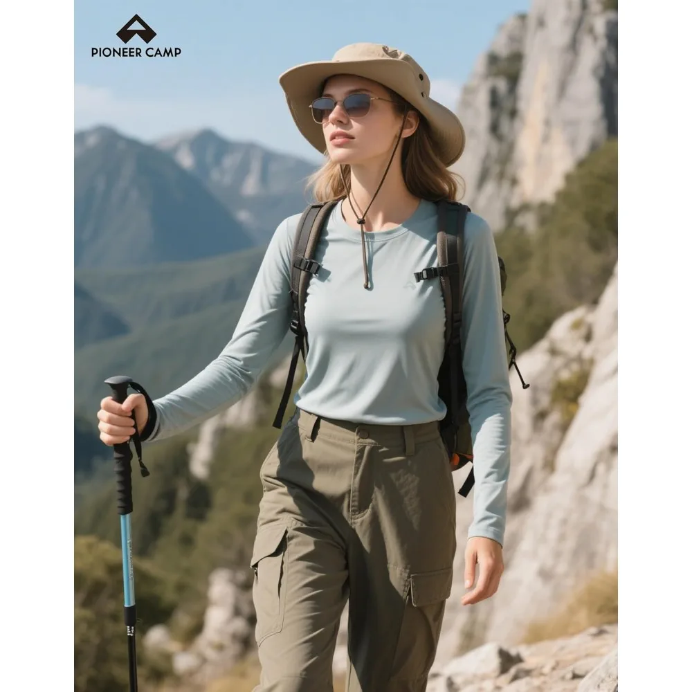 Pioneer Camp Rash Guard for Women Sun Shirts UPF 50+ SPF UV Protection Long Sleeve Workout Tops Hiking Running Quick Dry