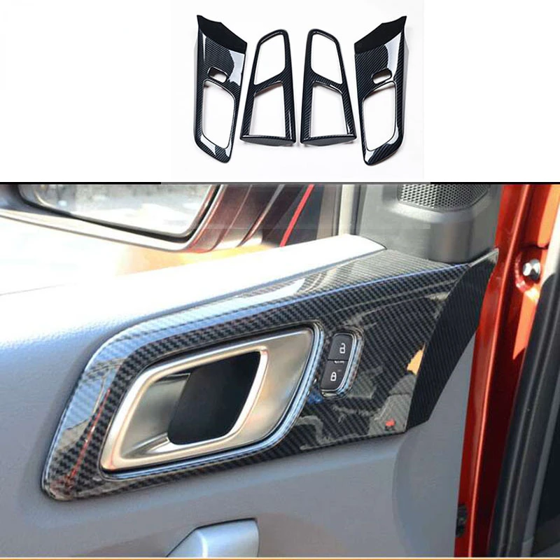 

4 pieces Carbon fiber color Door Handle Bowl Frame Decorator Cover for Ford Ranger Everest Endeavour accessories 2015-2019