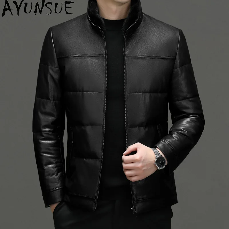 AYUNSUE New Genuine Leather Jacket Men Clothing Real Sheepskin Jackets for Men Goose Down Leather Jacket Men Chaquetas Hombre