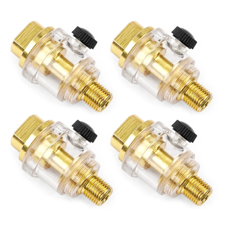 1/3pcs Air Line Lubricator Mini In-lines Air Tool Oiler 1/4inch Inlets & Outlet Metal for Air Compressors Pipe Tool