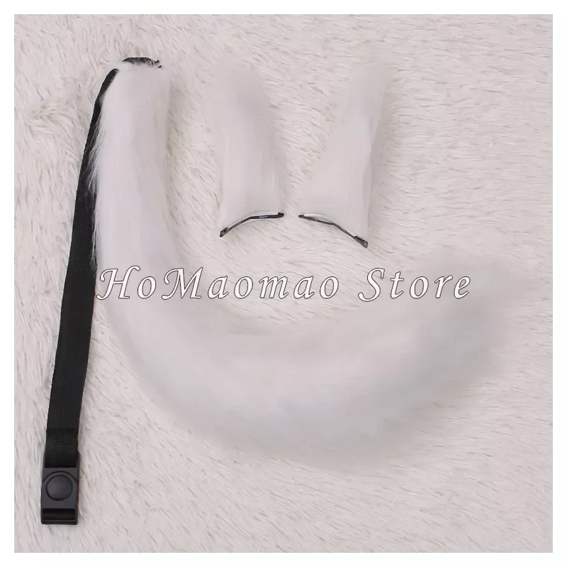 Cat Ears Headband Tail Set Stripe Fluffy Plush Animal Cosplay Costume Home Party Costume Props Fancy Dress Accessories