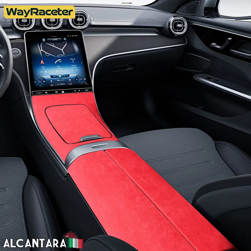 Alcantara Wrap ABS LHD Interior Center Console Armrest Box Panel Cover For Mercedes Benz C Class W206 2022 2023 Accessories