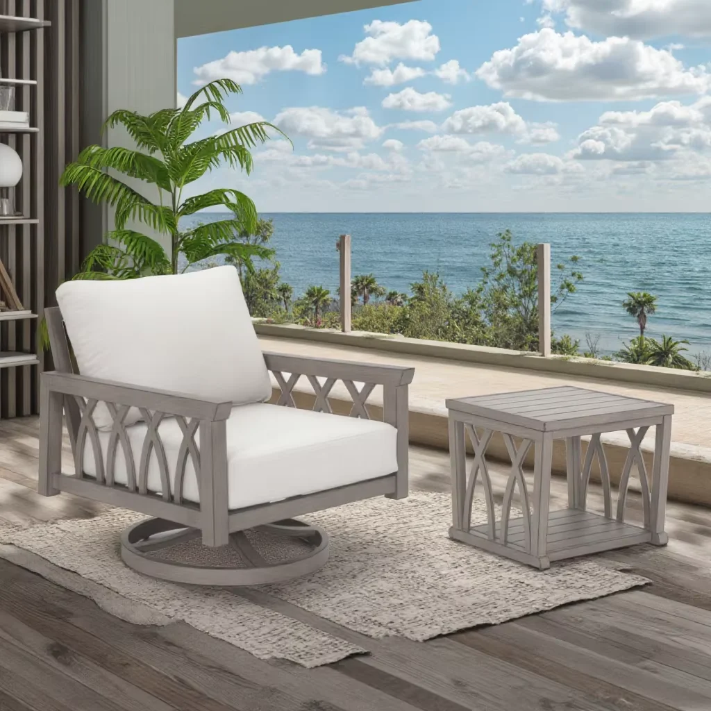 

Durable Balcony Set Swivel Arm Chair Cushion Storage Side Table Free US Shipping for Outdoor Apartment Living Room Furniture