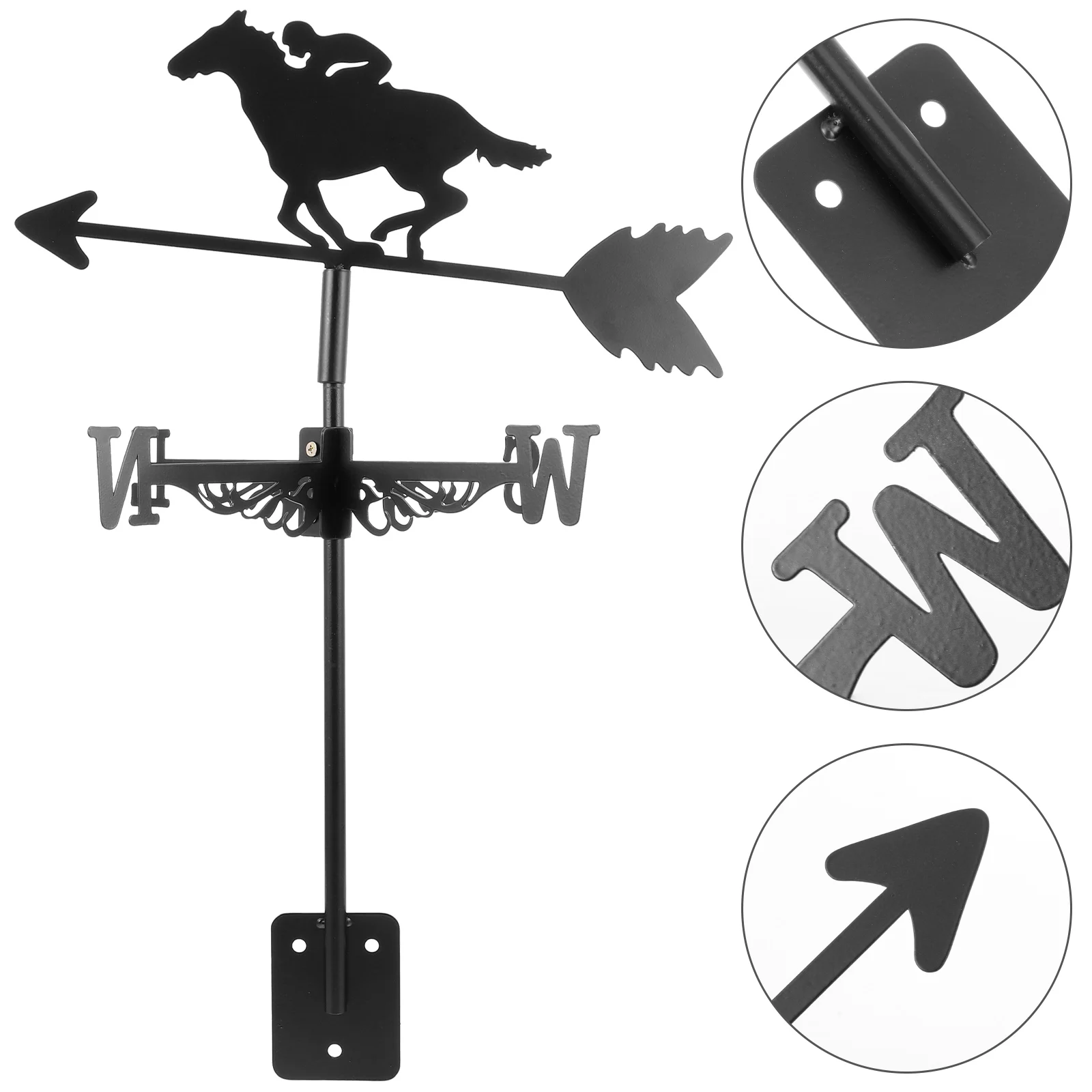 Stainless Steel Sprayed Racing Horse Weathervane Decorative Yard nament Wind Direction Indicator for Garden Shed - Image 2