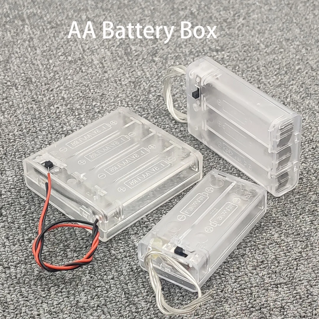 2/3/4 Slot AA Battery Box AA Battery Storage Case AA Battery Holder AA DIY Leads With Cover With ON/OFF Series Connection