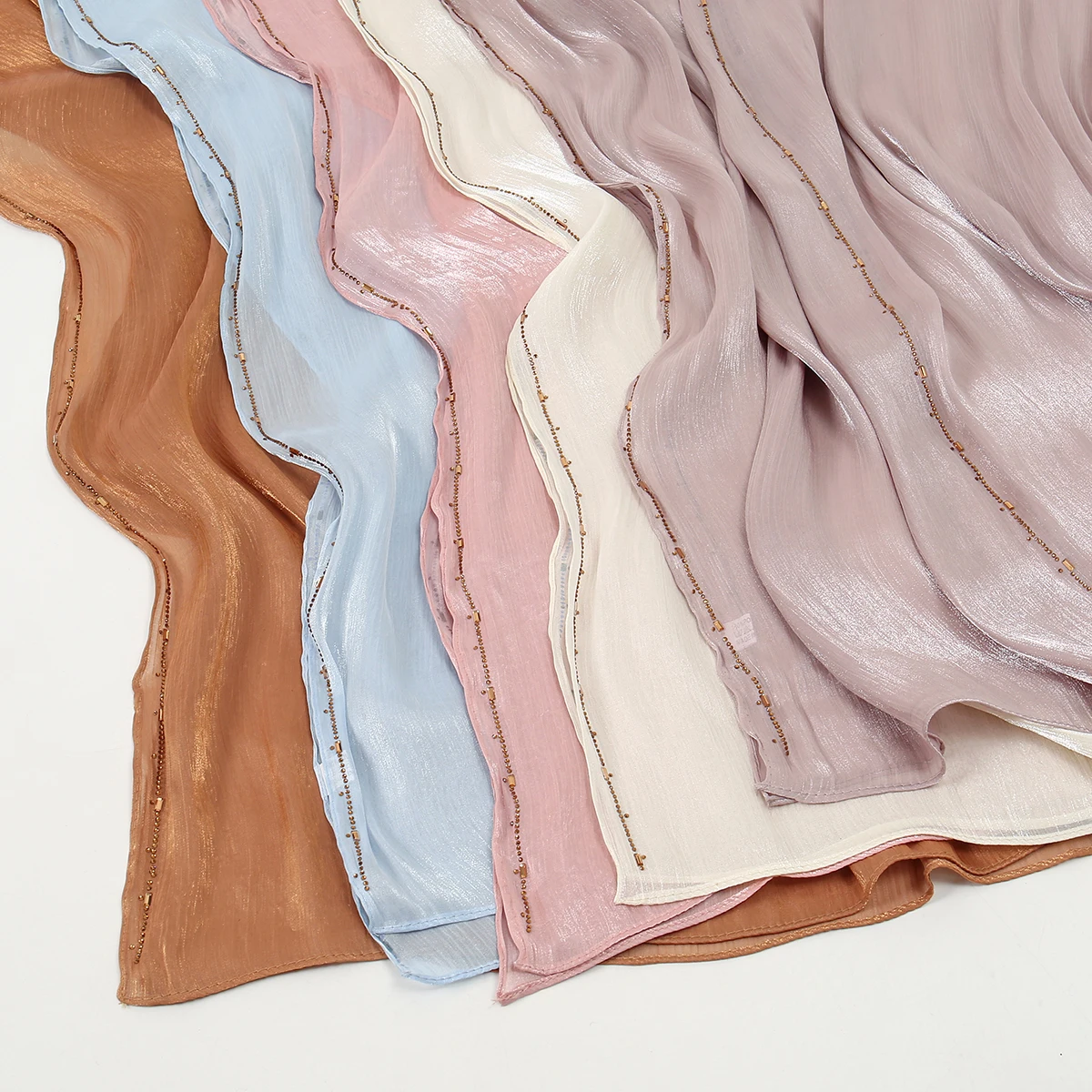 امرأة مسلم الحجاب شال الشيفون لامع حجر الراين الحرير الحجاب بريق لامعة وشاح الإسلام عمامة رمضان الحجاب يلتف