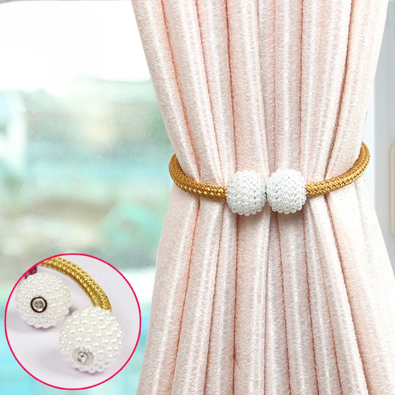 1 Pair Curtain Straps, Window Rope Buckles, Home Curtain Decorative Ropes, Magnet Drawstring Hook Solid Color Accessories Tie