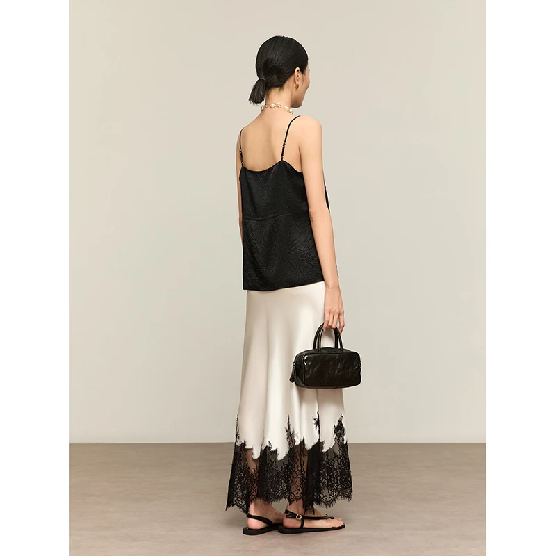 2025 New Arrival Summer Women Casual High Waist Elegant Slim Pencil Skirt Lace Patchwork Good Quality Ankle-length Skirts T11