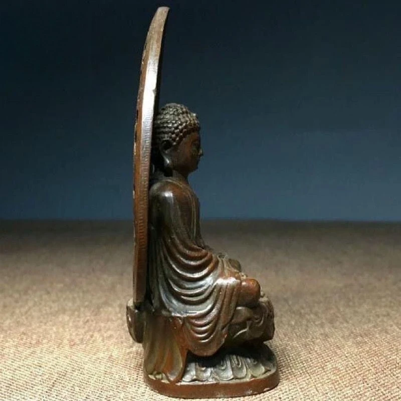 3.5inch Buddhism Antique Bronze carved Sakyamuni Amitabha Tathagata Buddha Statue