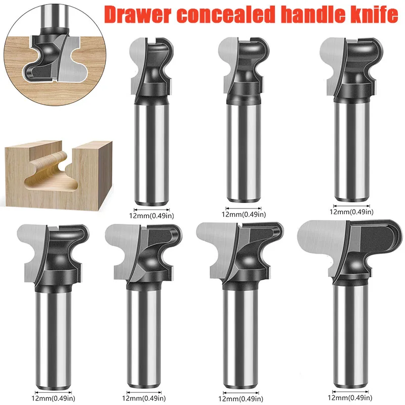 12 Drawer Cabinet Door Concealed Handle Milling Cutter Cabinet Door Handle Slotting Knife Woodworking Tool