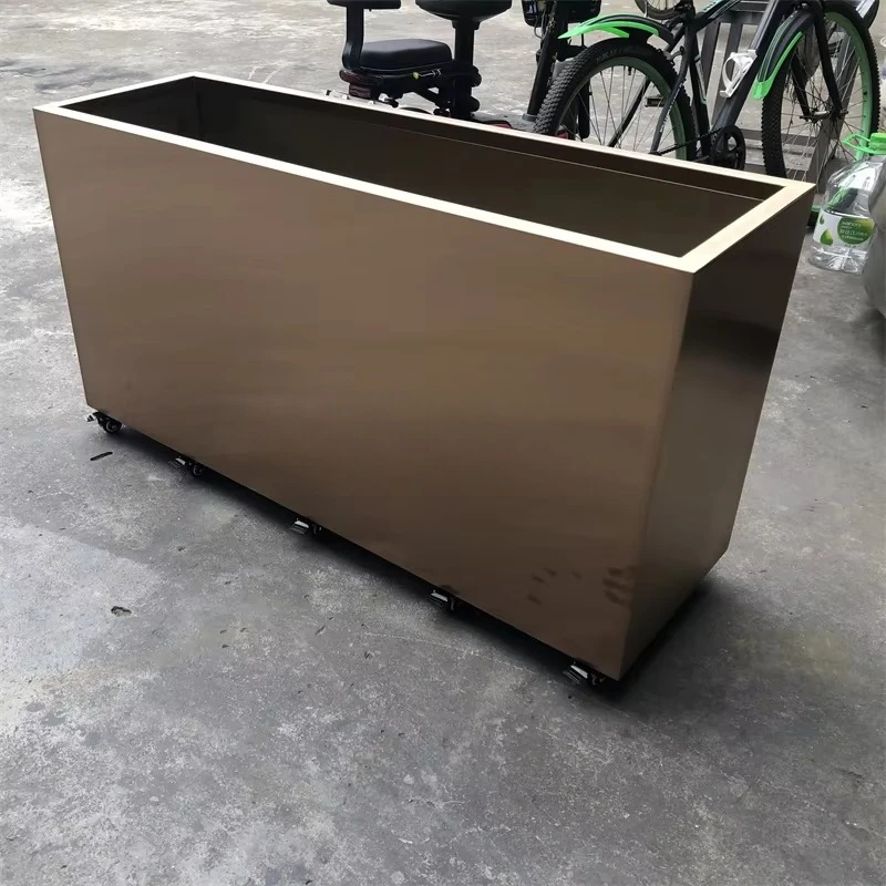 Customize Stainless Steel Flower Pot Long Rectangular Metal Flowerpot Large Outdoor Furniture Planter