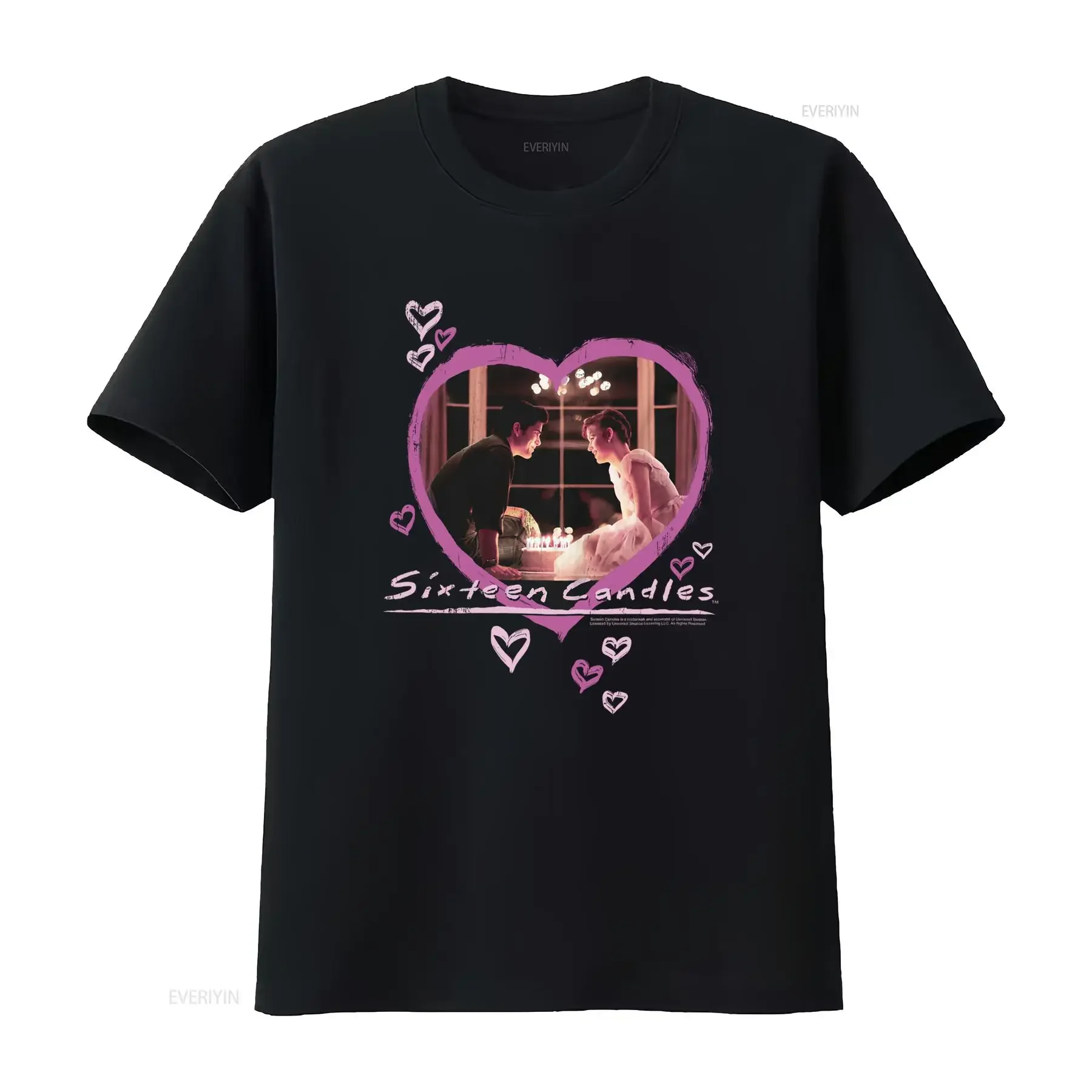 Sixteen Candles T Shirt Mens Licensed Movie Sam Jake Black Romantic Heart Design vintage Washed fashion Stylish graphic Soft