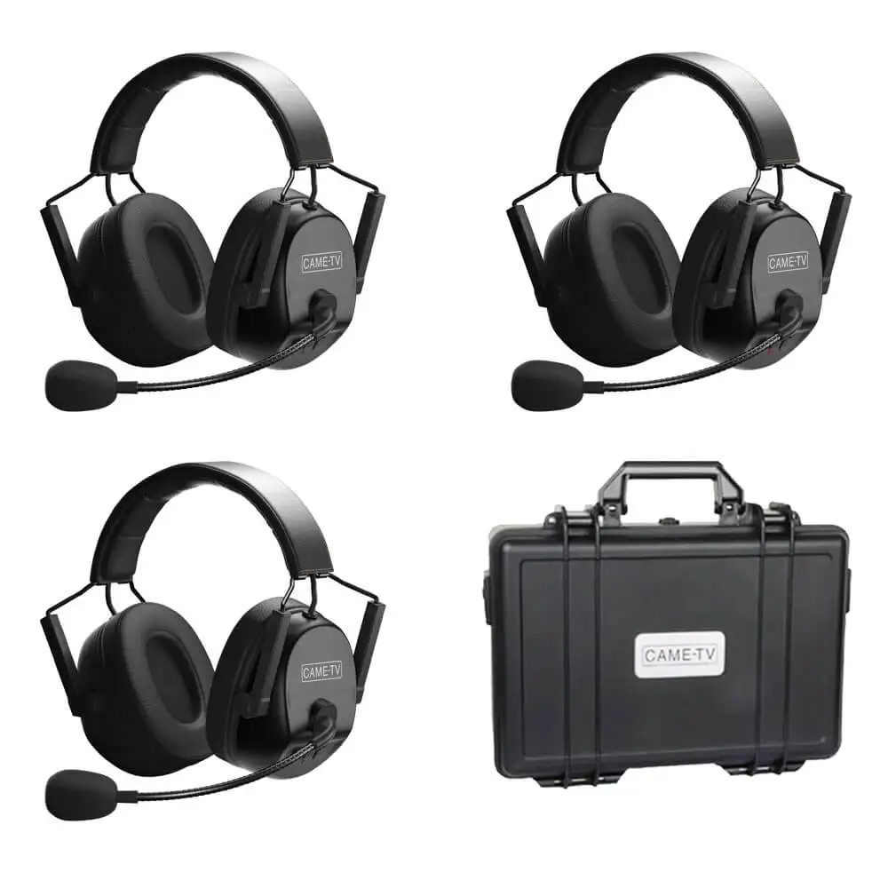 CAME-TV Kuminik8 1.9G Dual Ear Duplex Digital Wireless Headset Foldable 3 Pack Intercom  Wireless Transmission communicator