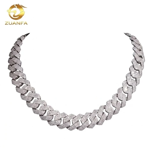 

VVS Moissanite 925 Miami Cuban Link Chain Necklace GRA Certified 20mm