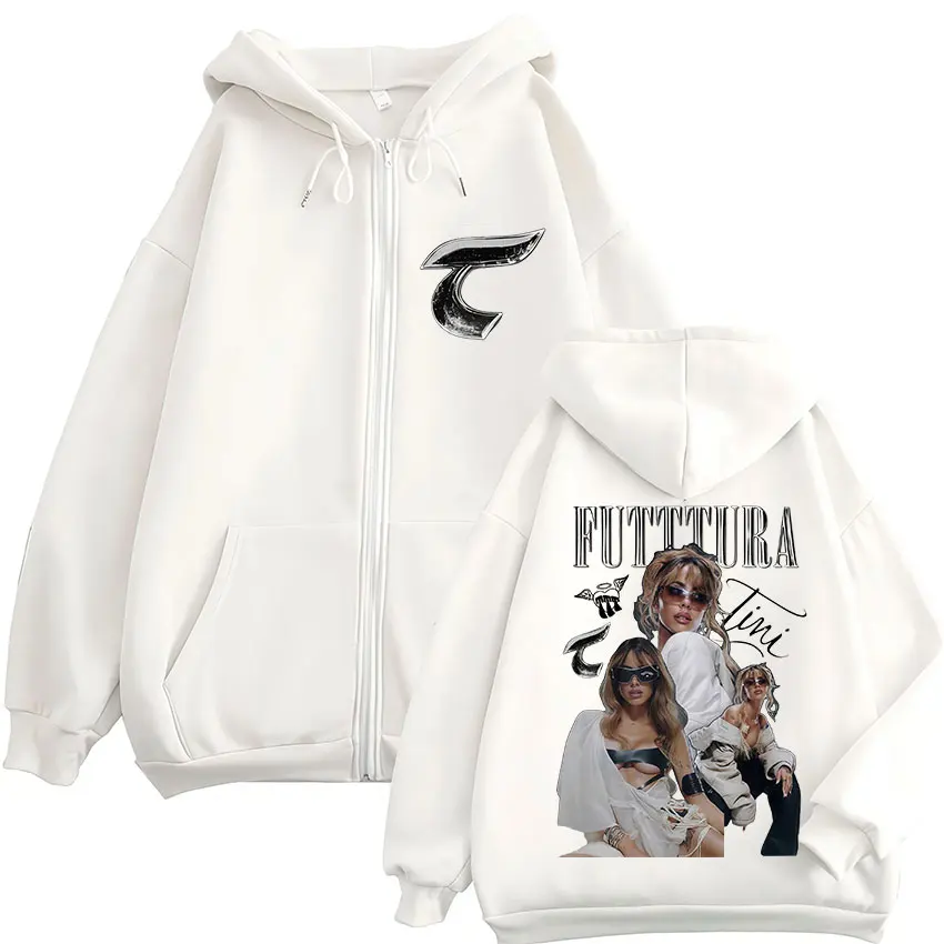 المغني TINI Fectura Tour 2025 ألبوم زمم هوديي الرجال النساء الرجعية المتضخم سترة البلوز موضة عالية الجودة قلنسوة بسحاب