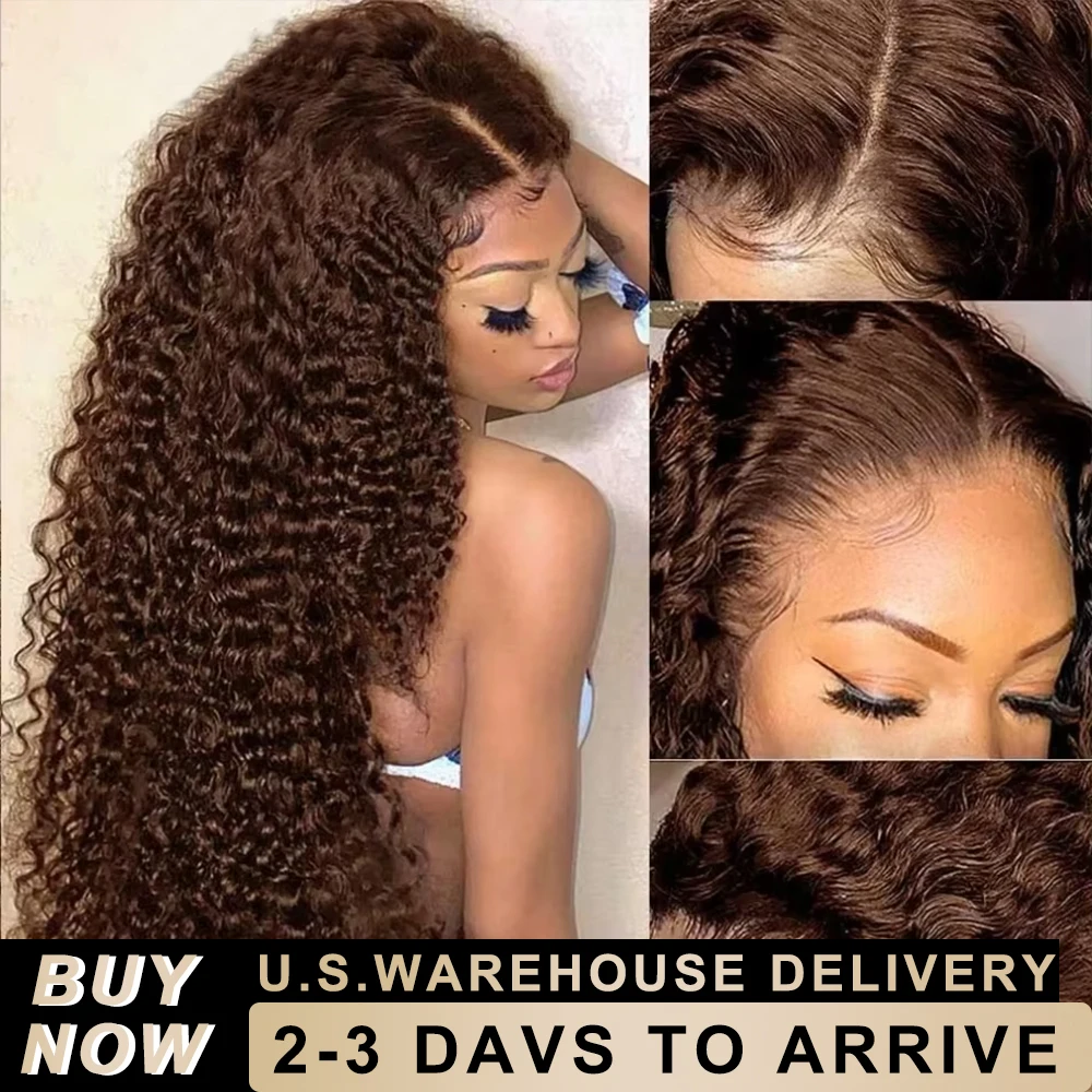 

13x6 Chocolate Brown Curly Lace Frontal Wigs 36 38 Inch HD Lace Front Human Hair Wigs 13x4 Deep Wave Human Hair Lace Colored Wig