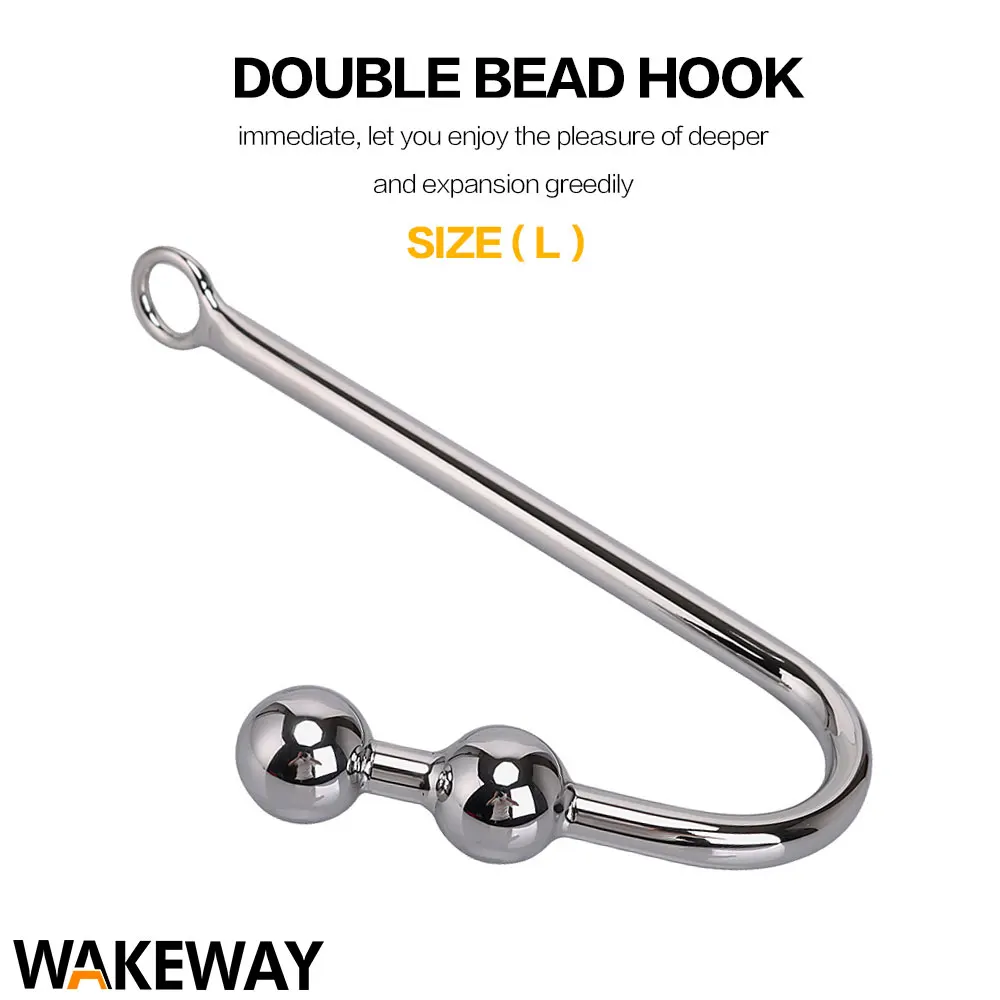WAKEWAY Anal Hook Stainless Steel Sex Toys for Man Metal Butt Hook Dilator Prostate Massager Chastity Device Anal Gay Fetish Toy
